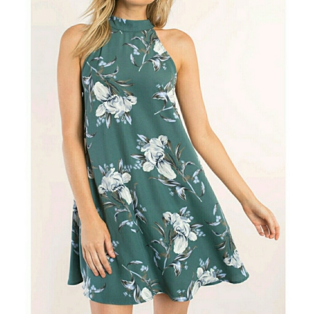 Floral Flowy Halter Dress